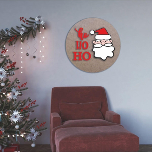 Yeniyıl Desenli Dijital Baskılı Ho Ho Ho Duvar Panosu