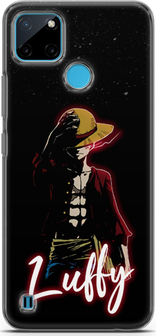 Realme C21Y uyumlu Anime 36 UV Silikon One Piece Luffy Siyah