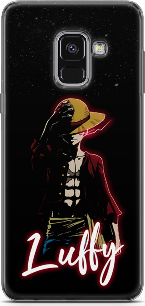 Samsung Galaxy A8 Plus 2018 uyumlu Anime 36 UV Kapak One Piece Luffy Siyah