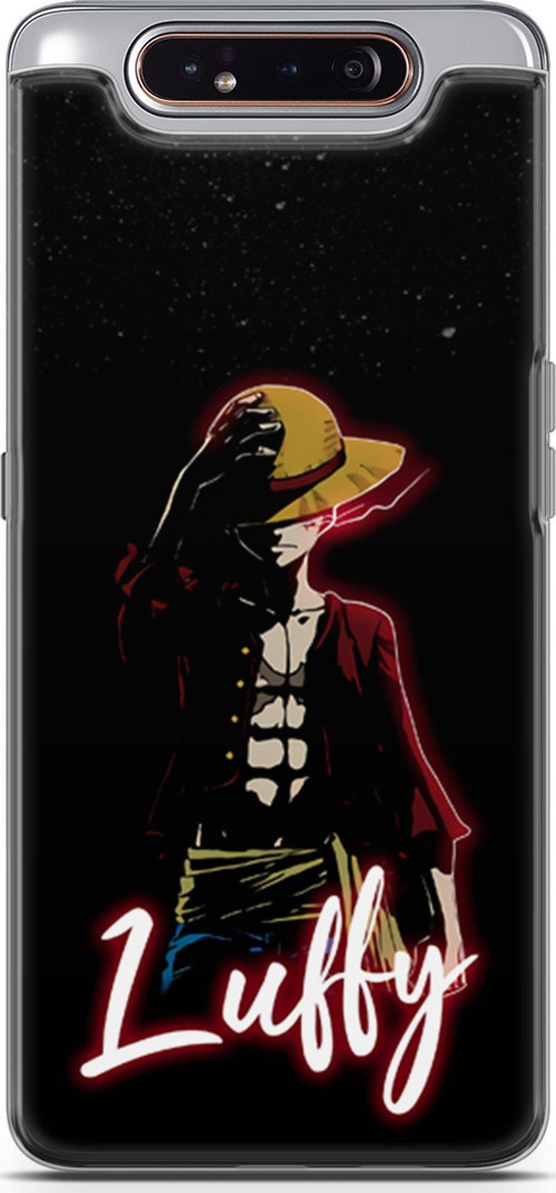 Samsung Galaxy A80 için Anime 36 Soft Silikon One Piece Luffy Siyah