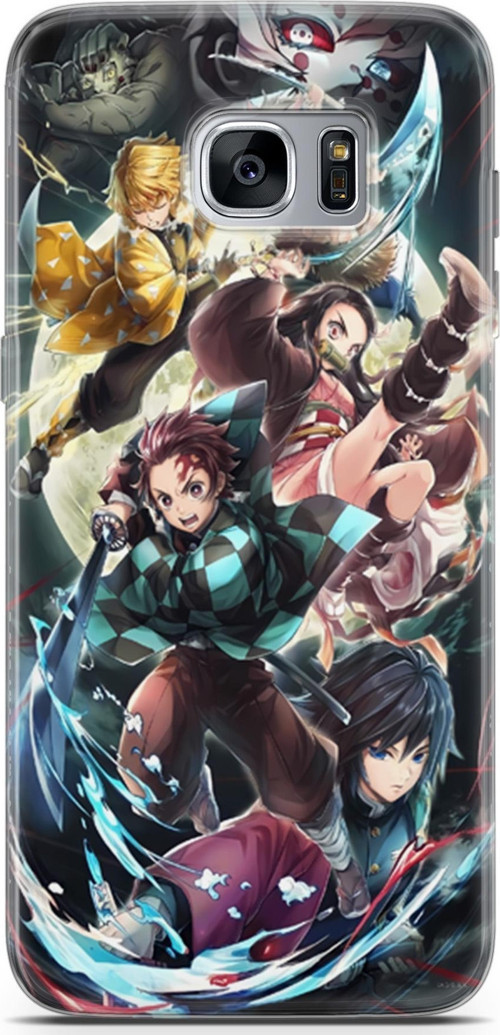 Samsung Galaxy S7 Edge için Anime 5 Arka Kapak Demon Slayer I