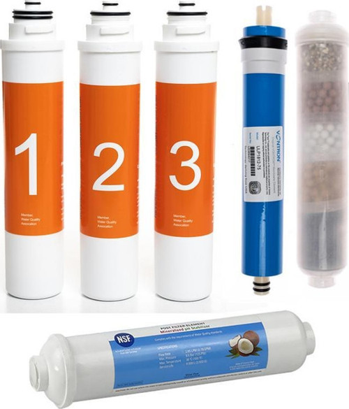Waterlife Su Arıtma Cihazı Uyumlu Tak-Çevir 6'lı Filtre Seti, 10 Aşamalı, Vontron Membranlı