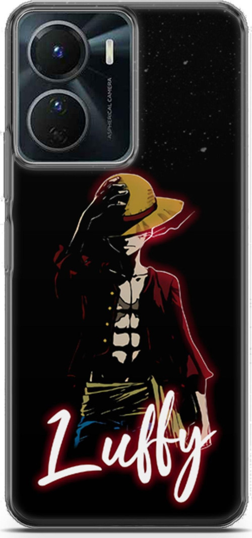 Vivo Y16 için Anime 36 Baskılı Telefon Kabı One Piece Luffy Siyah