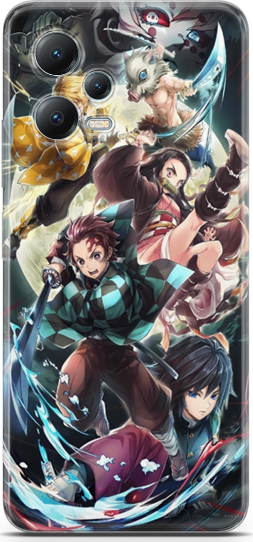 Xiaomi Redmi Note 12 5G için Anime 5 HD Baskı Demon Slayer I