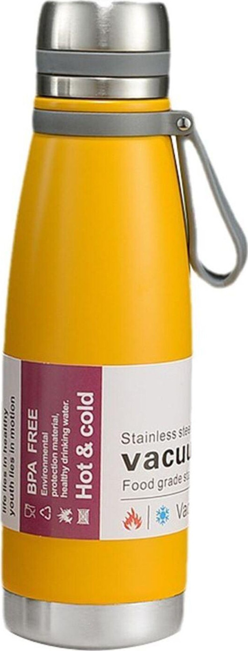 304 L Çelik Sarı 520 ml Sıcak Soğuk Vacuum Bottle Matara Suluk cin478sr