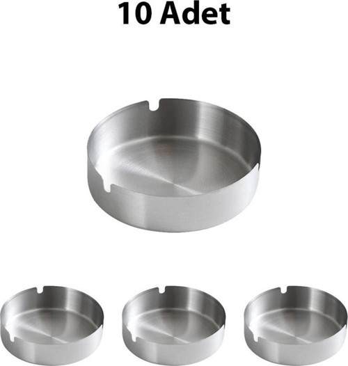 10 Adet Çelik 8cm Kafe Restaurant Lokanta Yuvarlak Kül Tablası Küllük cin814-10