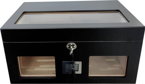 Siyah 2 Katlı Camlı Dijital Humidor Puro Kutusu rc59sy