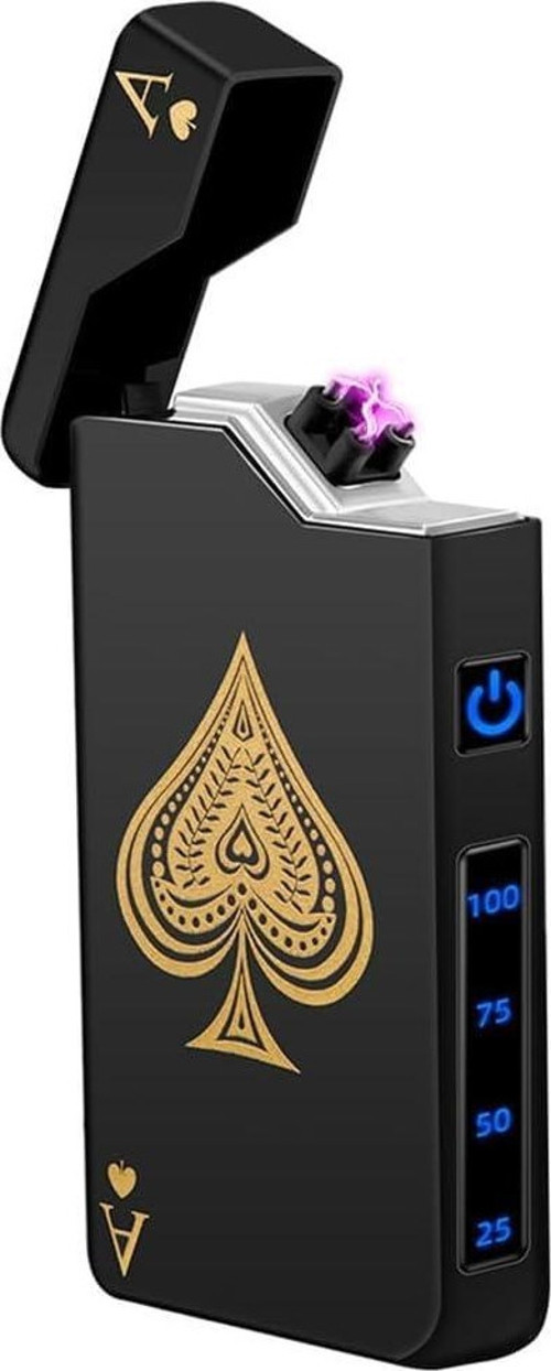 Maça As | USB-C Şarjlı Elektrikli Çakmak | Çift Ark Plazma | Alevsiz | Şarj Göstergeli Cep Çakmağı