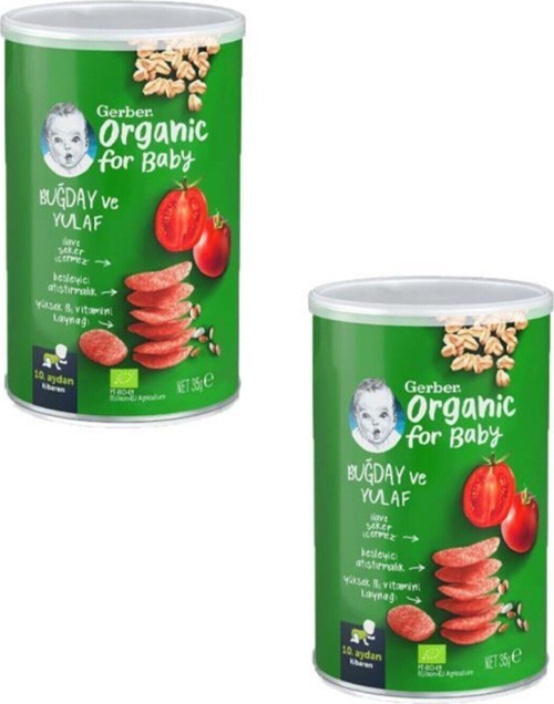 Organik Buğday Ve Yulaflı , Domates, Havuç Ve Soğanlı Bebek Atıştırmalığı 35 Gr X 2 Adet