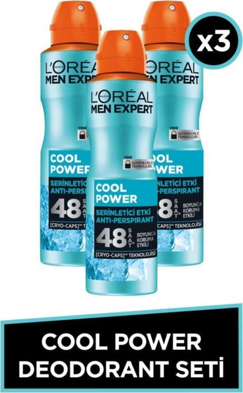 Cool Power Anti Perspirant Serinletici Etki Erkek Sprey Deodorant 150 ml 3'lü Set