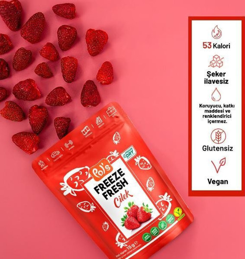 Pol’s Freeze Fresh Dondurularak Kurutulmuş Çilek 15 gr