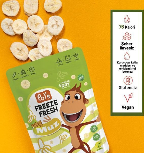 Pol's Freeze Fresh Dondurularak Kurutulmuş Kukuli Muz 20 gr