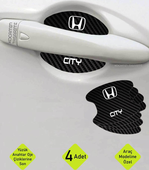 Karbon Desenli Honda City Kapı İçi Çizik Önleyici ve Şık Tasarım Folyo Koruma Seti City Yazılı