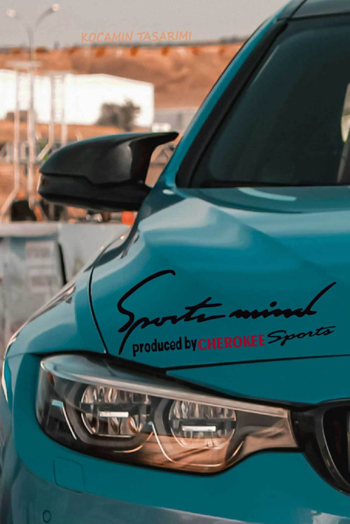 Jeep Cherokee Sport Mind Şerit Sticker Siyah Zemin Kırmızı Yazı Far Üstü Oto Aksesuarı Cherokee Yazı