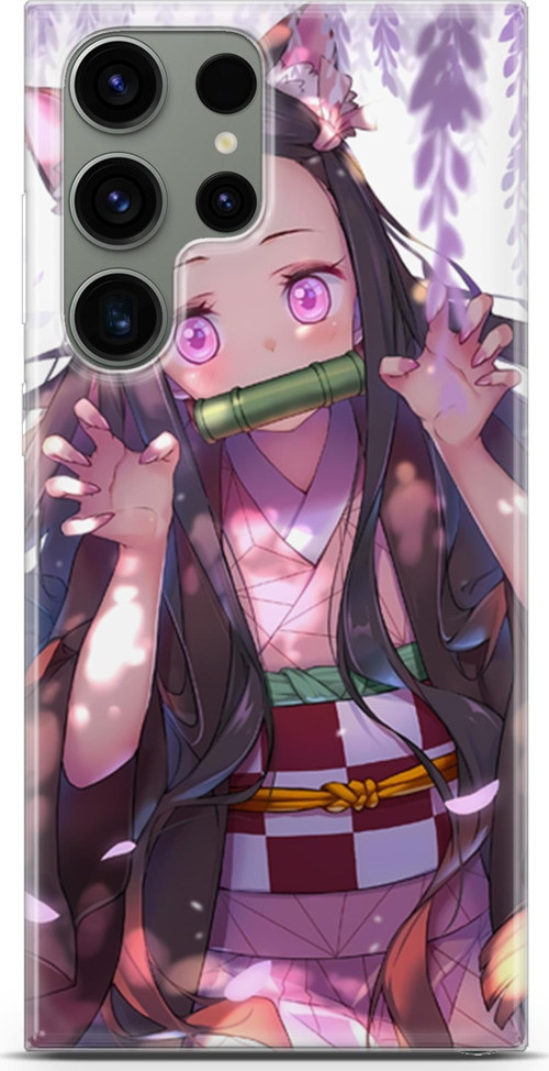 Samsung Galaxy S23 Ultra için Anime 14 Silikon Kapak Demon Slayer Nezuko