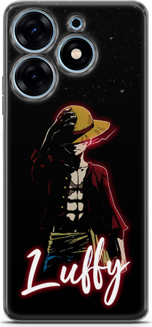 Tecno Spark 10 Pro için Anime 36 Darbe Önleyici One Piece Luffy Siyah