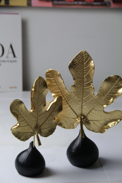 Dekoratif Aksesuar Ikili Incir Yaprak Gold