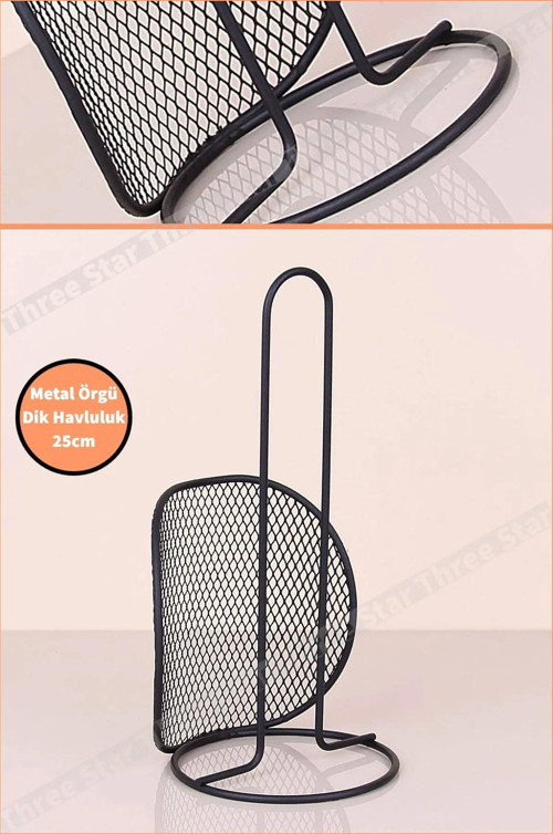 Siyah Renk Metal Modern 25Cm Dik Havluluk Havlu Peçetelik Dik Havlu Peçetelik Dik Peçetelik