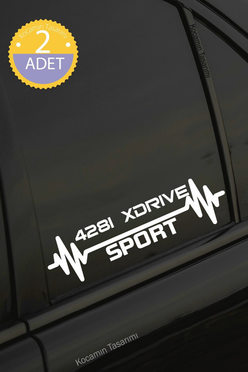 BMW 428i xDrive Nabız Kalp Atışı Ritim 428i xDrive Araç Uyumlu Oto Sticker 2 Adet Beyaz 20*7CM