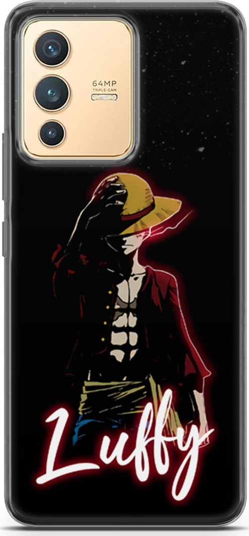 Vivo V23 5G için Anime 36 HD Baskı One Piece Luffy Siyah