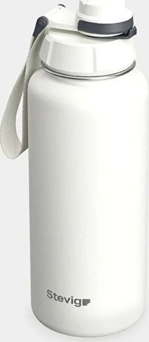 STEVIG 1 HAND LEAK-PROOF SIZDIRMAZ ÇELİK TERMOS 1000 ML STAR WHITE ST-213