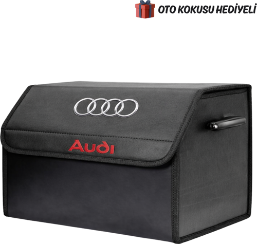 Audi Marka Logolu Oto Bagaj Organizer Çanta Oto Bagaj Çantası 2 Bölmeli Suni Deri