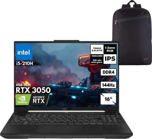 Tuf Gaming F16 I5-210H 32GB 1 Tbssd RTX3050 (6GB-65W) 16" Fhd Freedos + Hmf Sırt Çantası FX607VJ-RL016HMF3