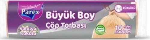 Büzgülü Çöp Poşeti Büyük Boy 65 x 70 cm 10 Adet - Vanilya