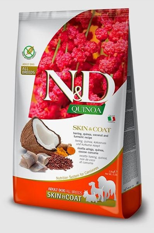 QUINOA RİNGA BALIĞI, KİNOA, HİNDİSTAN CEVİZİ VE ZERDEÇAL KÖPEK MAMASI 2.5Kg