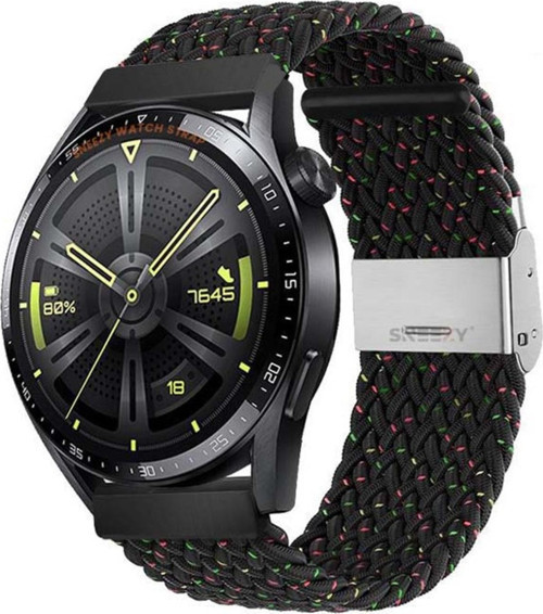 Huawei Watch Gt4 46Mm İle Uyumlu 22Mm Metal Klips Solo Fiberlink Örgü Kordon