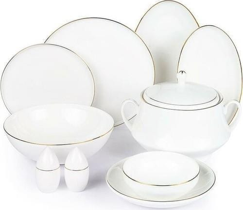 Gold Thin 55 Parça Bone China Porselen Yemek Takımı Dsn048
