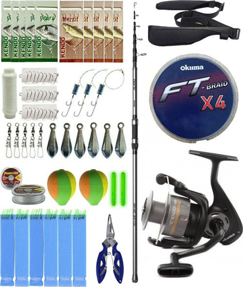 YekOutdoor Surf Olta Seti Okuma Alaris Tele Surf 420 cm 100-200 gr Surf Kamışı&Okuma Revenger RV-55 FD Olta Makinesi