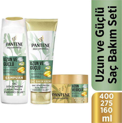 Uzun Ve Güçlü Bambu Ve Biotinli Saç Bakım Seti (Şampuan 400 Ml + Saç Kremi 275 Ml + Maske 160 Ml)