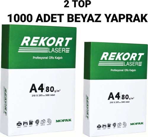 Rekort A4 Fotokopi Kağıdı 80 gr 1.000 Adet Beyaz Yaprak