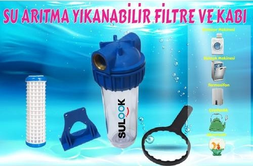 Daire, Bina, Şebeke Girişi Yıkanabilir Filtreli Su Arıtma Kabı