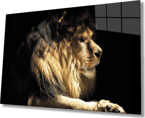 Aslan Hayvan Cam Tablo 4 mm Dayanıklı Temperli Cam