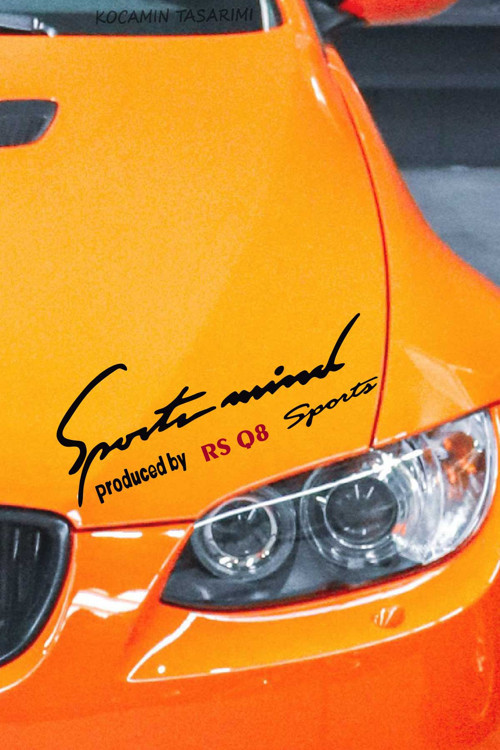 Audi RS Q8 Sport Mind Far Üstü Sticker Siyah Zemin Kırmızı Yazı Şerit Tasarım Oto Aksesuarı RS Q8 Yazılı