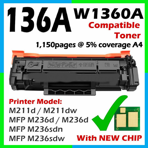 Hp Laserjet Mfp M236SDN 136A W1360A Chipsiz Siyah Ithal Muadil Toner 1.150 Sayfa