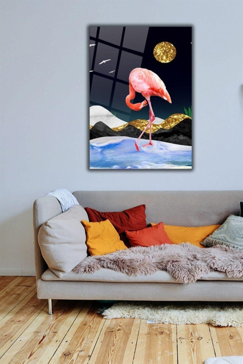 Flamingo Cam Tablo Duvar Dekarasyonu Ev Dekorasyon Duvar Tablosu Ev Hediyesi