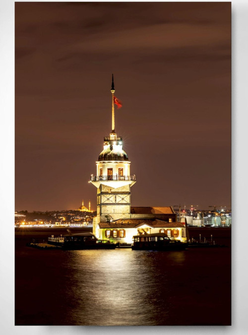 Istanbul Kız Kulesi Dokulu Cam Tablo - Özel Seri