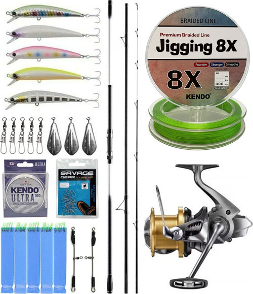 YekOutdoor Surf Seti Shimano Kamış Beastmaster K Surf Tubular 4,50m 225g 3pc Low Rider DPS&Shimano Makina Aerlex XSC 140