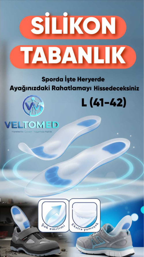 L bdn Tam Ortopedik Anatomik Silikon Jel Tabanlık Şok Emilimi ve Topuk Ağrısı Önleyici Topuk Dikeni-