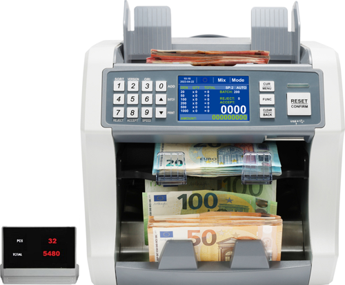 GB9200 Pro Mix Çift Katlı Karışık Para Sayma Makinesi - 20 Ülke Parası - Yazıcılı - Çift Ekranlı