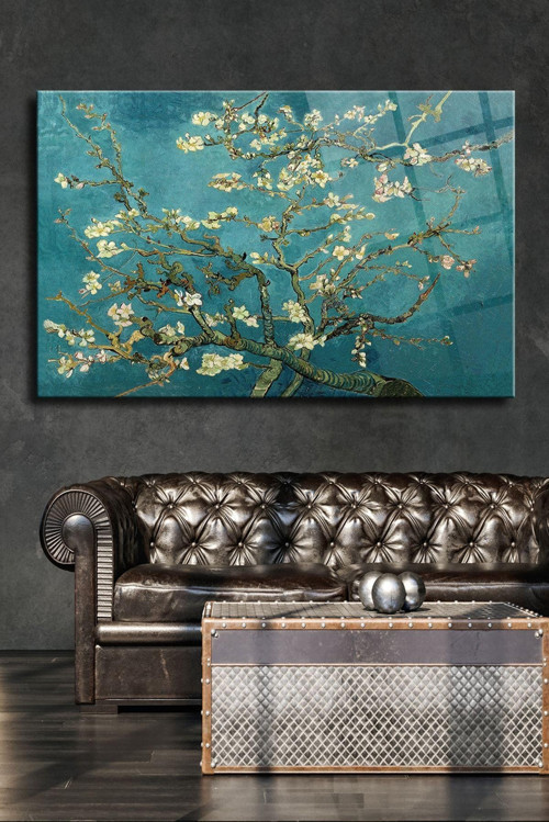 Van Gogh Çiçek Cam Tablo Duvar Dekarasyon Ürünleri Ev Dekorasyon Duvar Tablosu