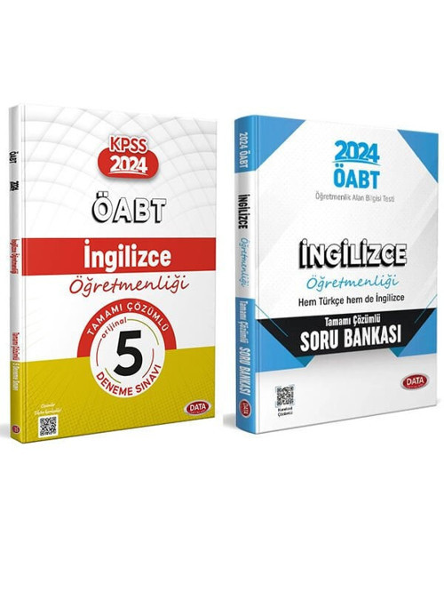 Data ÖABT 2024 İngilizce Öğretmenliği Tamamı Çözümlü Soru Bankası ve 5 li Deneme 2 li Set