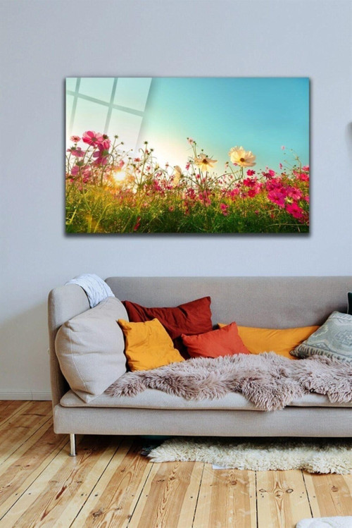 Çiçekler Cam Tablo Duvar Dekarasyonu Ev Dekorasyon Duvar Tablosu Ev Hediyesi