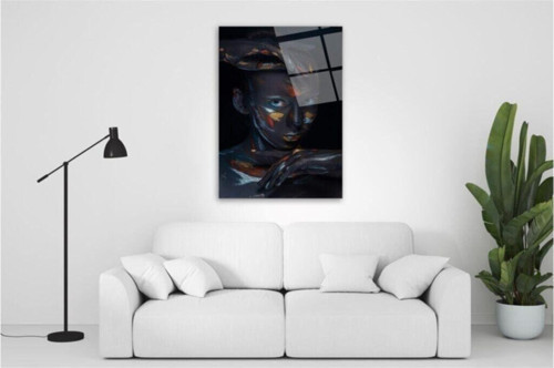 Kadın Portre Cam Tablo 12 50x70 Cm