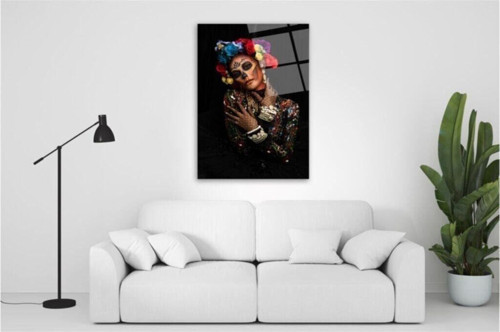 Kadın Portre Cam Tablo 9 50x70 Cm