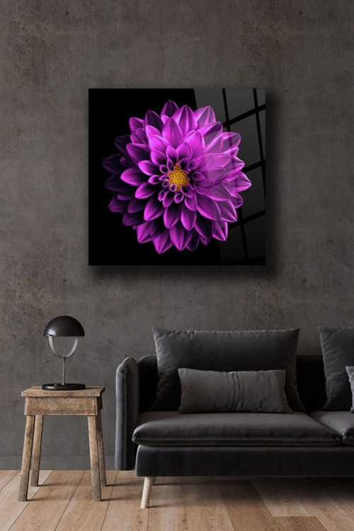 Mor Lotus Cam Tablo Duvar Dekarasyonu Ev Dekorasyon Duvar Tablosu Ev Hediyesi