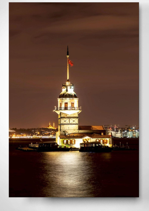 Istanbul Kız Kulesi Dokulu Cam Tablo - Özel Seri